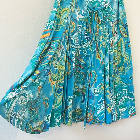 Ralph Lauren Y2K Paisley Ruffle Fit & Flare Sleeveless Dress Cotton Barely Worn - Picture 4 of 16